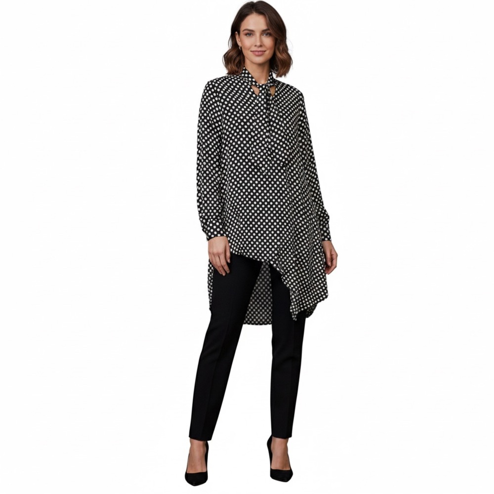 44# Zara Polka Dots Geometric/Assimetrical Women Blouse NWOT - Picture 4 of 13